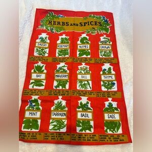 Cotton Herbs and Spices Vintage-Inspired Kitchen Towel - Red & Green